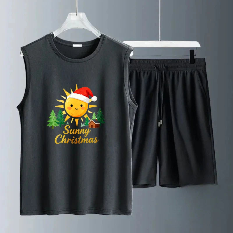 Men's Tank top Sets Breathable Fashion Men's sweatshirt set men's clothing set Summe new men sets Short Sleeve+ Shorts Polyester