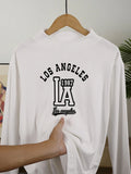 Los Angeles Letter Print Fashion Thicken Tops Men Autumn Winter Long Sleeve Shirt All-Match Fit Clothing Basic Simple Base Layer