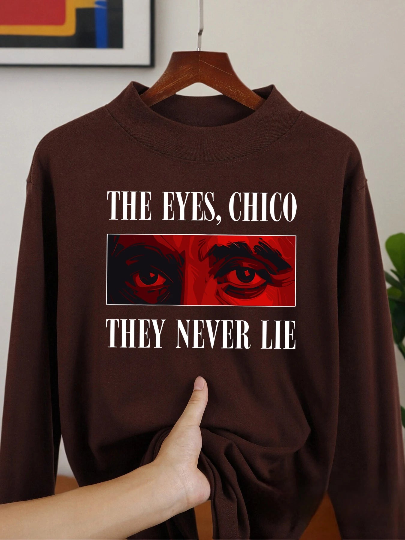 The Eyes Chico They Never Lie Printing Male Long Sleeved Shirt Thickened Tops Middle Collar Clothing Warm Velvet Fleece Shirts