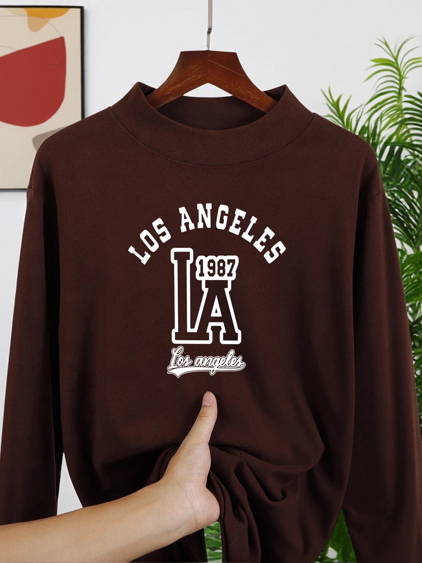 Los Angeles Letter Print Fashion Thicken Tops Men Autumn Winter Long Sleeve Shirt All-Match Fit Clothing Basic Simple Base Layer