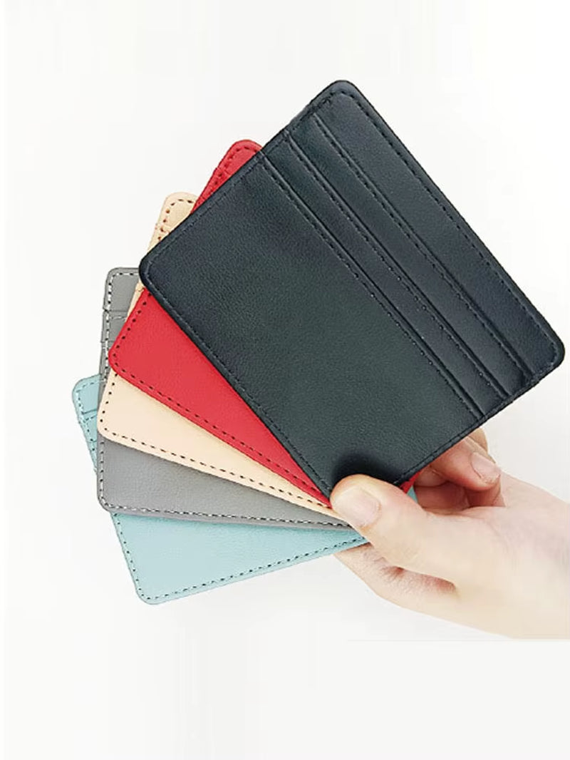 PU Leather ID Card Case - Slim Multi-Slot Holder for Bank/Credit Cards