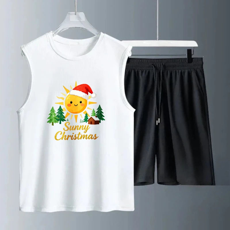 Men's Tank top Sets Breathable Fashion Men's sweatshirt set men's clothing set Summe new men sets Short Sleeve+ Shorts Polyester