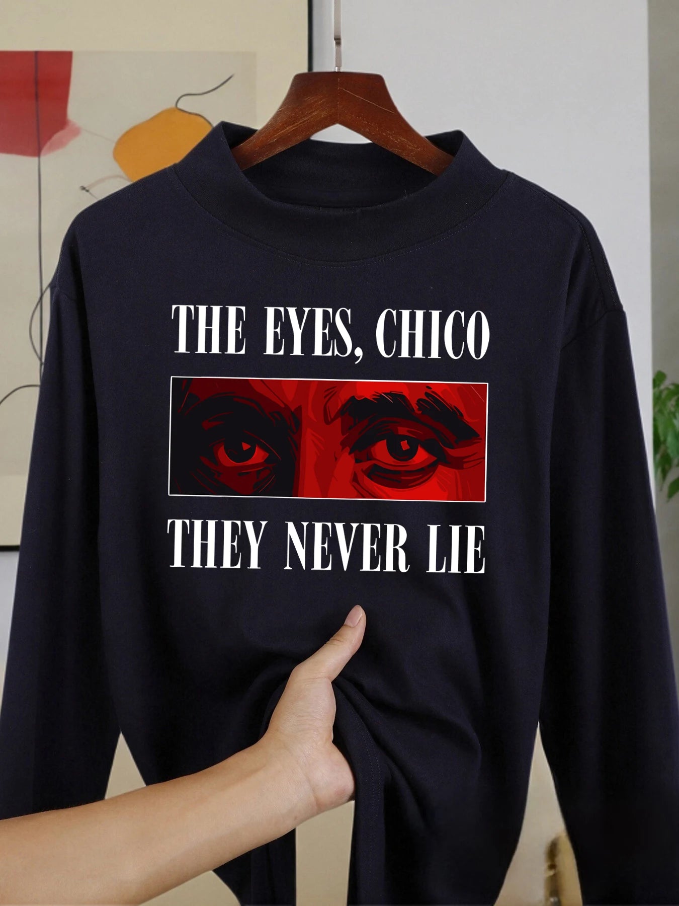 The Eyes Chico They Never Lie Printing Male Long Sleeved Shirt Thickened Tops Middle Collar Clothing Warm Velvet Fleece Shirts