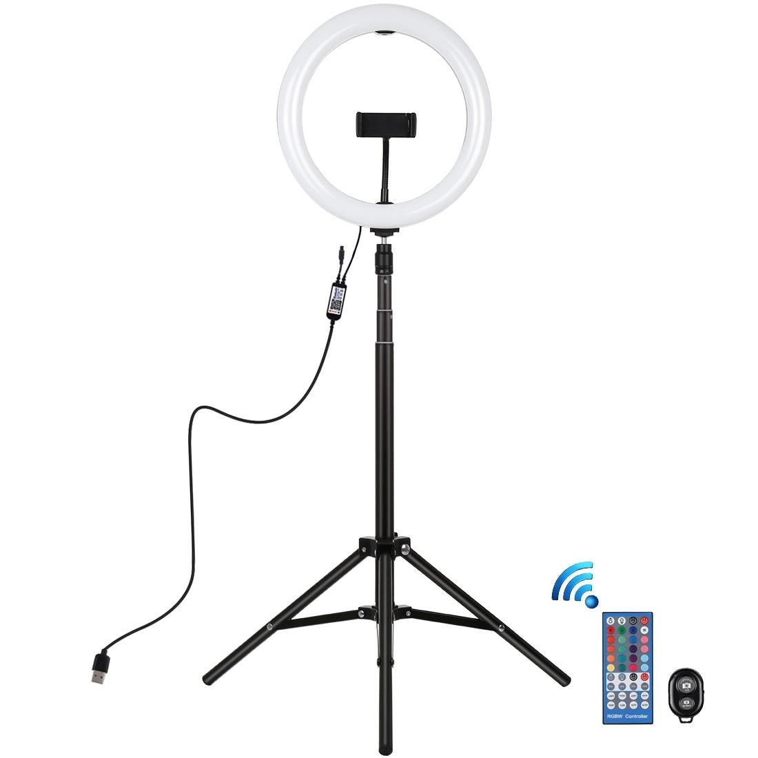NNEIDS 10.2 Rgbw Led Ring Light Kit With Tripod And Remote Control-0