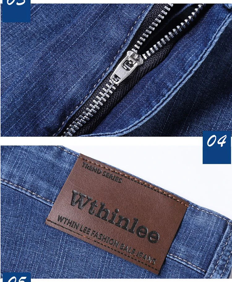 2025 New Denim Shorts for Men's Spring and Summer Trendy Brand Thin, Elastic, Loose, Straight, Casual, Five Point Middle Pants