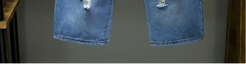 Men Denim Shorts Summer New Style Thin Section Elastic Force Slim Fit Short Jeans Male Brand Clothing Light Blue Retro Blue