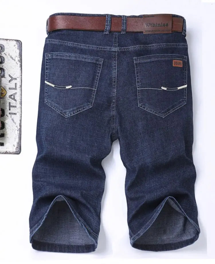 2025 New Denim Shorts for Men's Spring and Summer Trendy Brand Thin, Elastic, Loose, Straight, Casual, Five Point Middle Pants