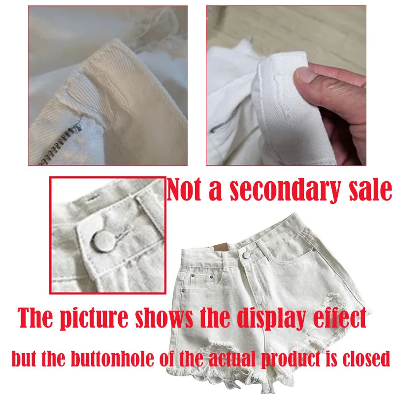 Korean Denim Holes Shorts For Women  Fashion High WaistWide Leg Short Jeans Female Designer Casual Street Short 2025 New Trend