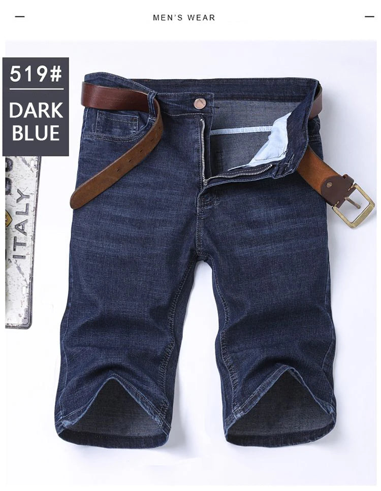 2025 New Denim Shorts for Men's Spring and Summer Trendy Brand Thin, Elastic, Loose, Straight, Casual, Five Point Middle Pants