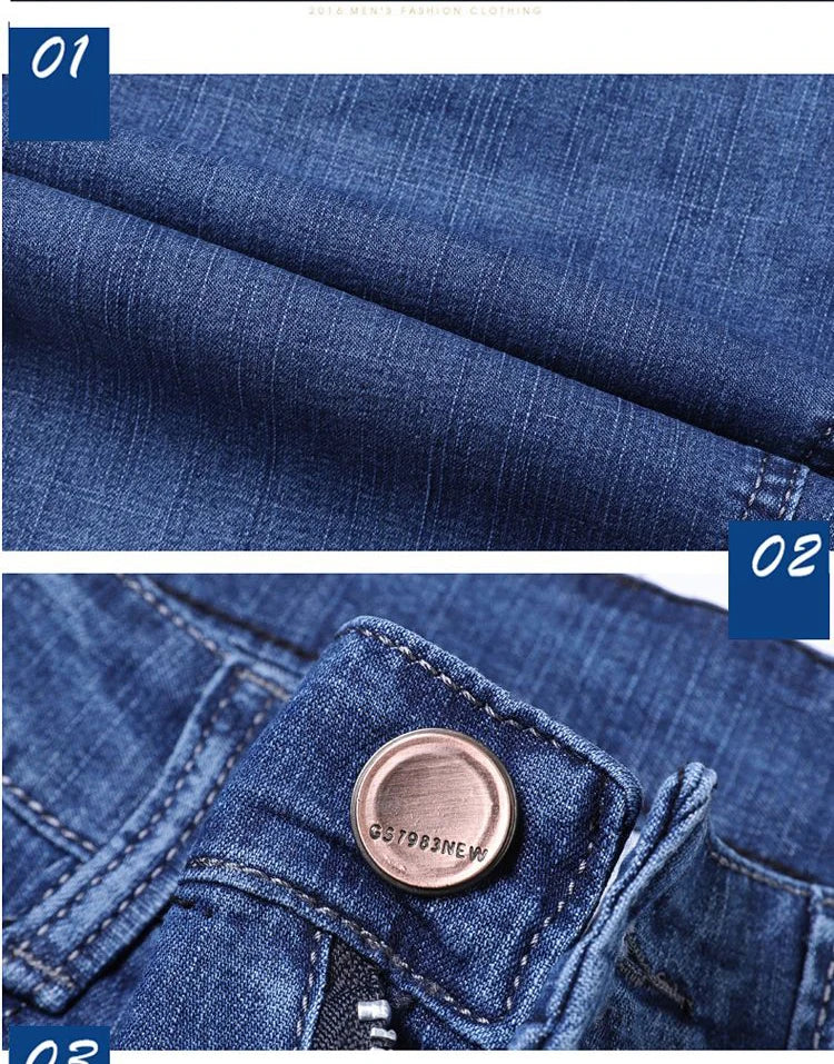 2025 New Denim Shorts for Men's Spring and Summer Trendy Brand Thin, Elastic, Loose, Straight, Casual, Five Point Middle Pants