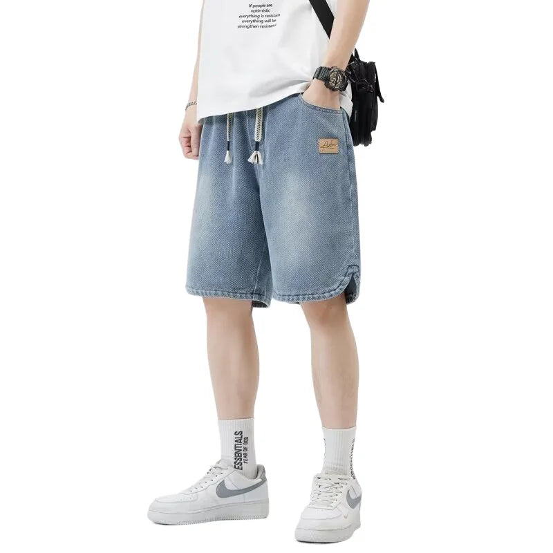 Men's Denim Shorts Men's 2025 Summer Thin Style Retro Loose American Fashion Brand Casual Five inch Mid Length Pants