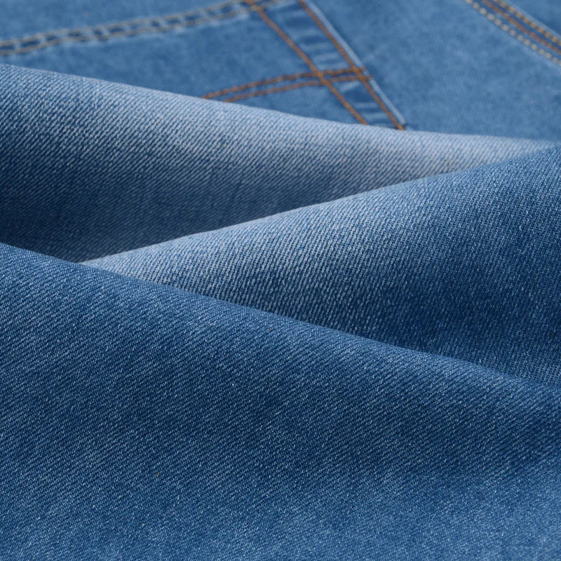 Men Denim Shorts Summer New Style Thin Section Elastic Force Slim Fit Short Jeans Male Brand Clothing Light Blue Retro Blue