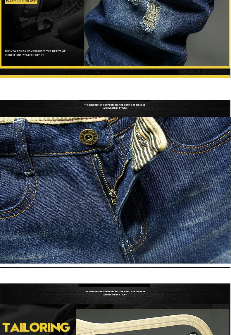 Men Denim Shorts Summer New Style Thin Section Elastic Force Slim Fit Short Jeans Male Brand Clothing Light Blue Retro Blue