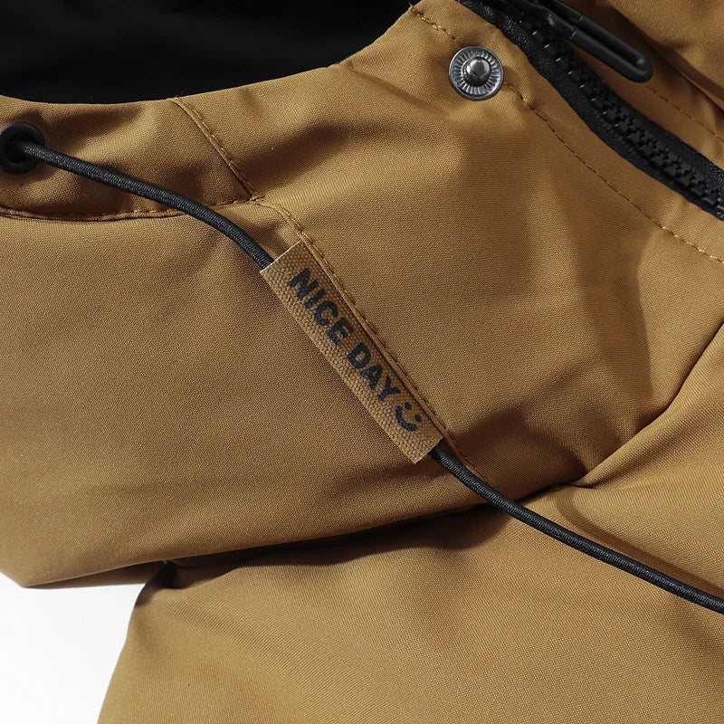 Winter Men Waterproof Windproof Casual Jacket Mens Puffer Hooded Fashion Jacket Man Outdoor Loose Thick Jacket Windbreaker Parka