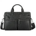 NNEDSZ Black Men's Genuine Leather Briefcase - Classic Business Messenger Bag-0