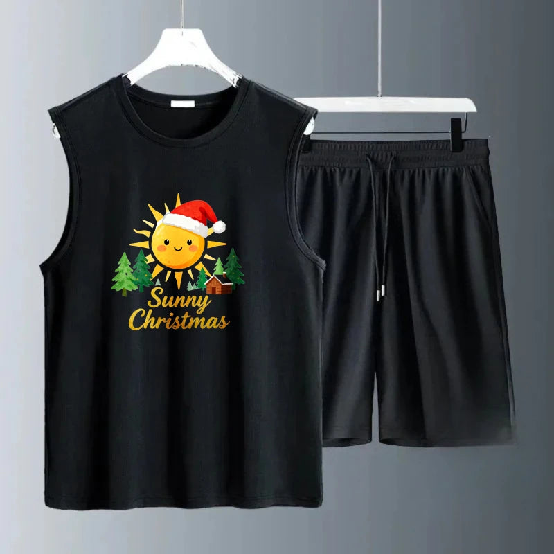 Men's Tank top Sets Breathable Fashion Men's sweatshirt set men's clothing set Summe new men sets Short Sleeve+ Shorts Polyester