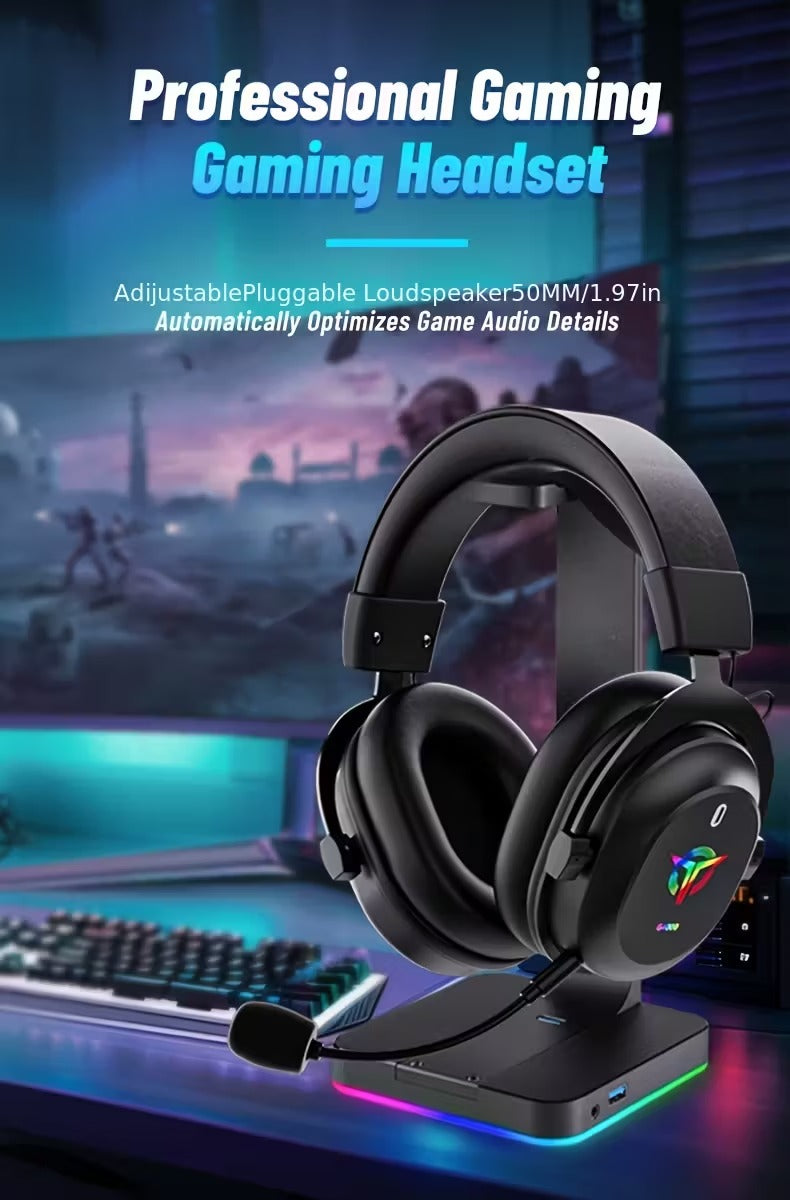 NNETM 3-in-1 Gaming Headphones Wireless Wired Headset-1