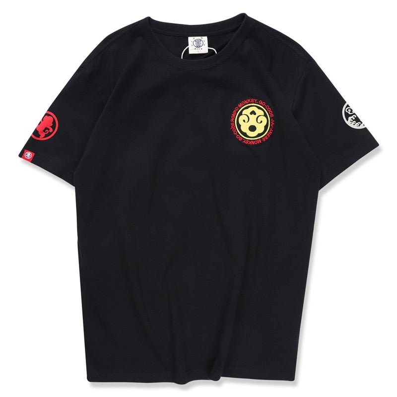 Japanese Style Wave Streetwear TShirts Mens Embroidery Short Sleeve T-shirts Harajuku Hip Hop Cotton Loose Tees Shirts